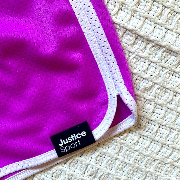 NWT Justice purple orchid sports shorts szM(juniors) stretch waist band shorts - Picture 5 of 7